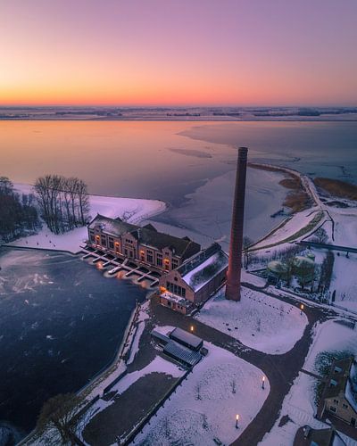 Woudagemaal Lemmer – Winterzonsondergang Drone