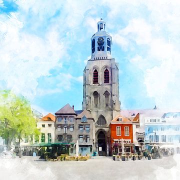Blick auf die St.-Gertrudis-Kirche in Bergen op Zoom. von Danny de Klerk