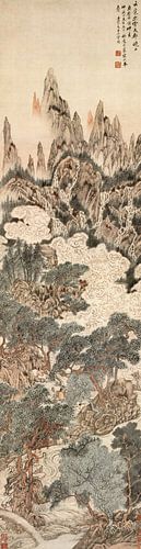 Ding Yunpeng,Pine Forest Falls, Chinees Landschap