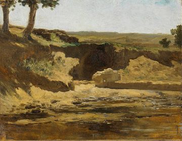 Carlos de Haes-Waterless Landscape, Antique Landscape