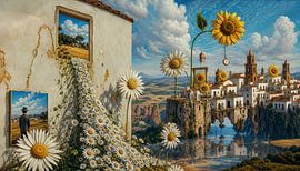 Surrealistisches Spanien mit Blumen von Betty Maria Digital Art