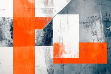 Abstract composition in orange and grey by Poster Art Shop