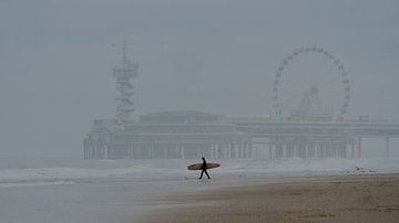Solo Surfer in front on The Pier by Michel De Man