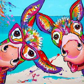 Des ânes sur la plage sur Happy Paintings
