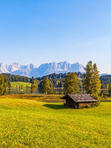 Schwarzsee in front of the Kaisergebirge in Tyrol