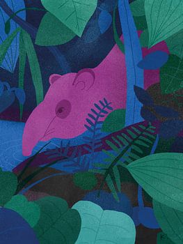 Pink Tapir In Jungle