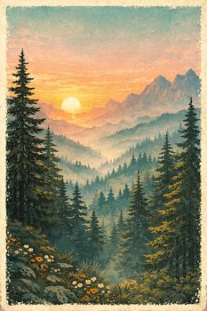 Misty Forest Path Nature Poster