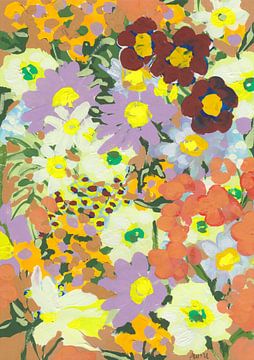 Violet daisies and orange marigold, Ania Zwara by 1x