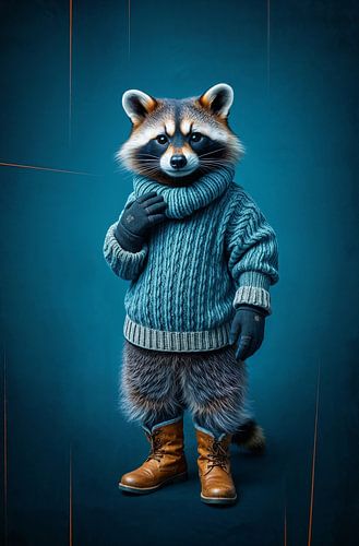 Wasbeer in winterkleding