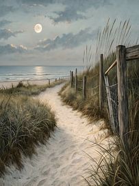 Pfad zum mondbeschienenen Strand von Artistic