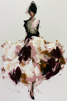 Elegante danseres in abstracte penseelstreken
