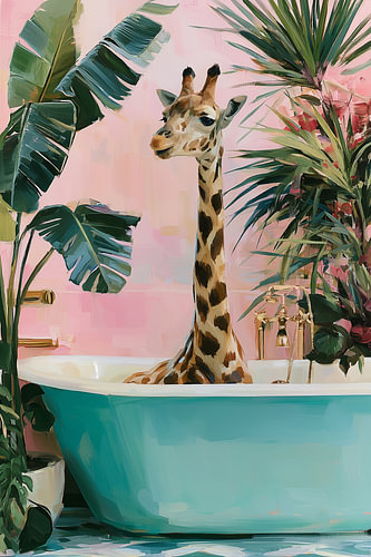 Giraffe Bathtub Bathroom | Tropical