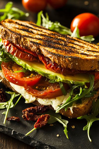 Gegrilltes Sandwich mit frischen Zutaten von Poster Art Shop