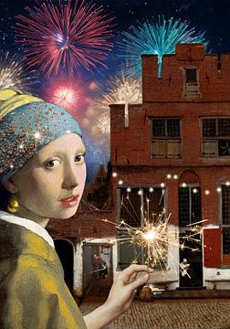 Meisje met de Parel - the Happy New Year Edition van Marja van den Hurk