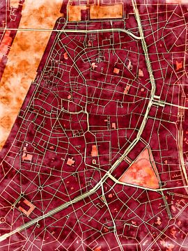 Kaart van Antwerpen centrum in de stijl 'Amber Autumn' van Maporia