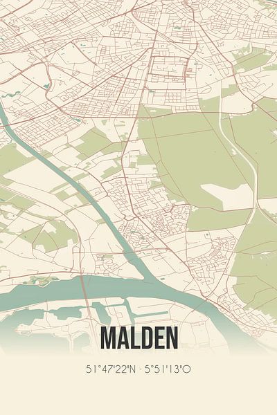 Vintage map of Malden (Gelderland) by Prints of Place