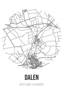 Dalen (Drenthe) | Map | Black and white by Rezona