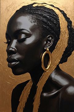 Schwarzes Profil mit goldenen Akzenten von Art & Soul Creations