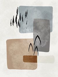 Moderne abstrakte organische Formen und Linien in Erdtönen und Texturen von Imaginative