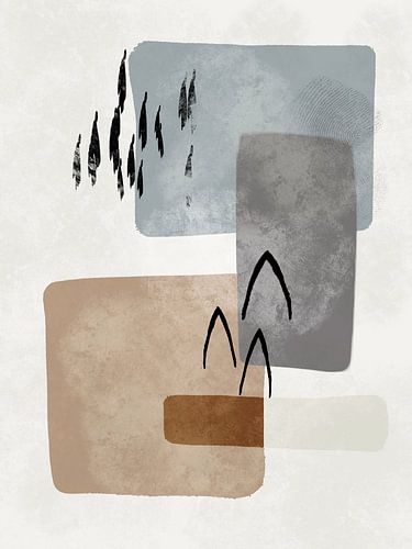 Moderne abstrakte organische Formen und Linien in Erdtönen und Texturen