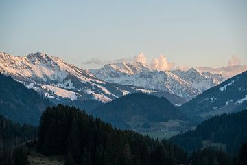 Sunset over the Oberjoch and the Iseler by Leo Schindzielorz