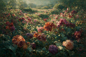 Skandinavische Wildblumen Wiese bei Sonnenaufgang