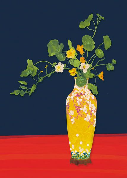 Impression d'art cerise orientale sur vase par Angela Peters