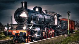 Stoomlocomotief in het Italiaanse Landschap.