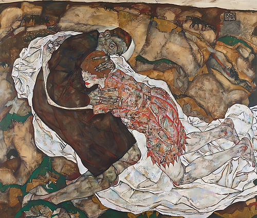 Liegende Frau mit Pfau