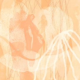 Abstract organic shapes in pastel colors. Soft orange and white. by Dina Dankers