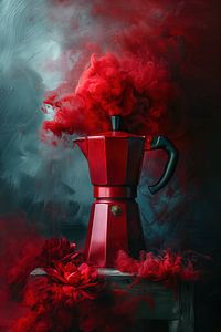 Kaffee - Perkolator - Feurig rot mit Rauch