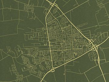 Carte de Drachten en or vert sur Map Art Studio