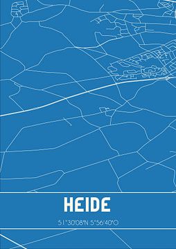 Blauwdruk | Landkaart | Heide (Limburg) van MijnStadsPoster