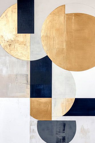 Geometrische compositie met gouden accenten