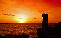 Men Ruz lighthouse on pink granite coast at sunset by Aagje de Jong thumbnail