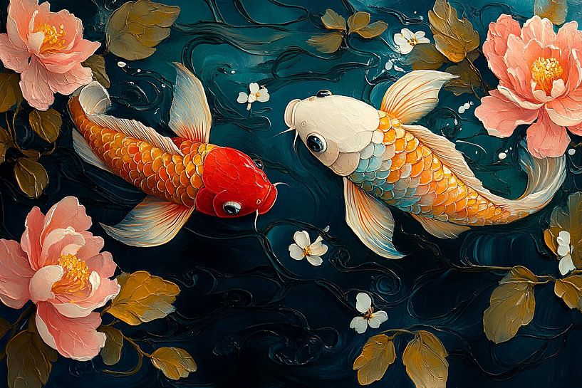 picturesque japanese art koi carp goldfish by Egon Zitter