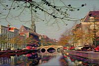 Rapenburg Leiden mit Nonnenbrug und Akademiegebäude