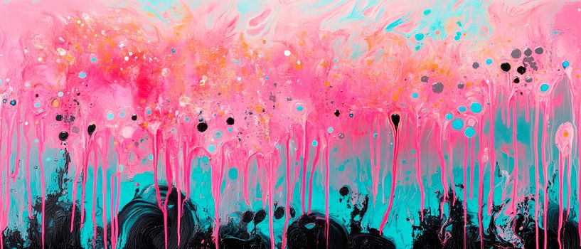 Colour explosion in pink and blue - Abstract by Poster Art Shop