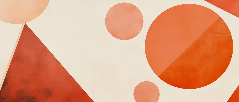 Geometrisch spel van aardetinten Cirkels en driehoeken in dans van Poster Art Shop