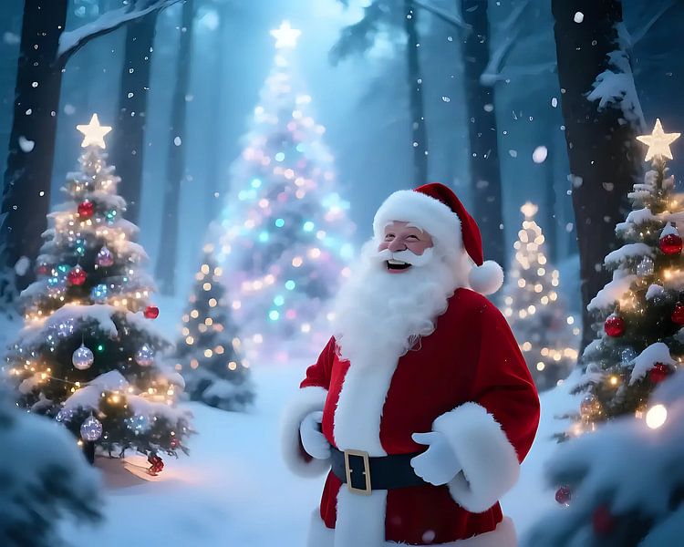 Santa under the trees of light by Jean Pierre
