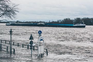 Binnenschifffahrt bei Hochwasser auf dem Rhein unterwegs von scheepskijkerhavenfotografie