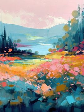 Dreams: An abstract landscape in shades of pink by Wonderful Art