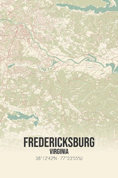 Vintage map of Fredericksburg (Virginia), USA. by Prints of Place