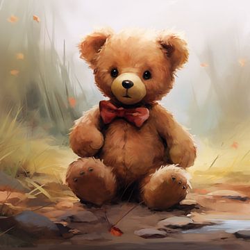 Teddy bear painting by TheXclusive Art