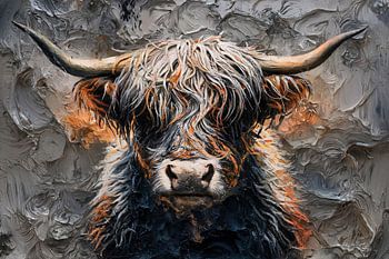 Schotse hooglander abstract portret