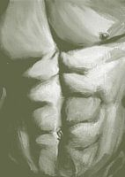 Muskulöser männlicher Oberkörper olivgrün