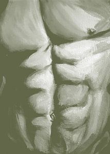 Haut du corps d'un homme musclé vert olive
