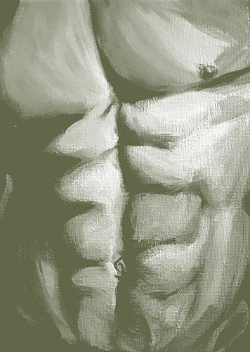 Gespierd mannelijk bovenlijf olijfgroen