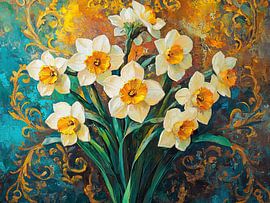 Narzissen Leinwand von Wunderbare Kunst