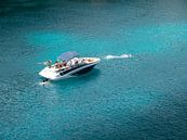 Speedboot op helderblauw water in Mallorca von Matthijs Noordeloos Miniaturansicht